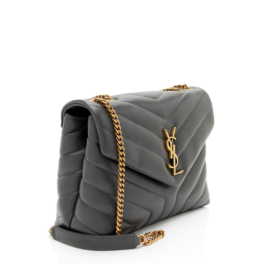 Saint Laurent Matelasse Calfskin Monogram LouLou Chain Small Crossbody