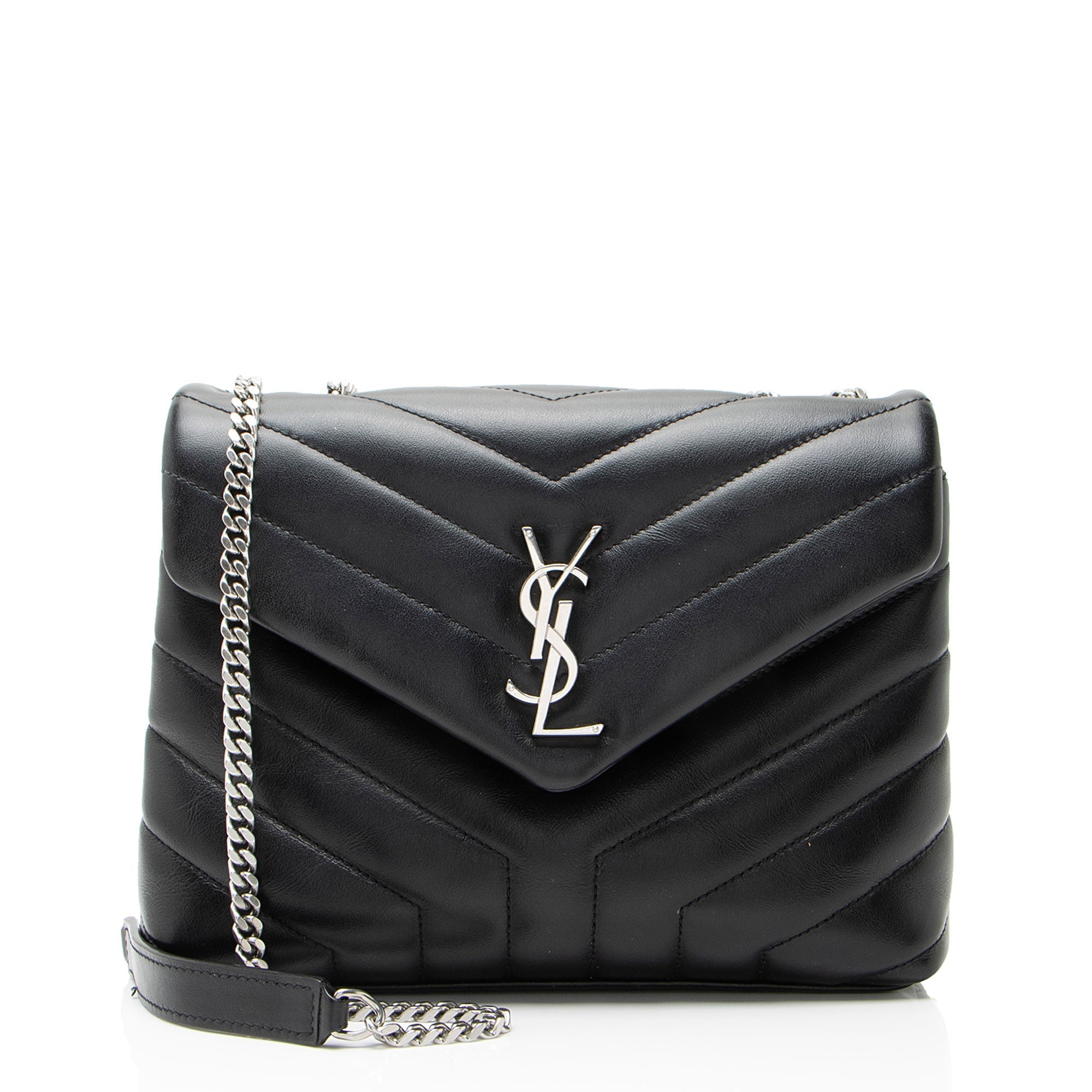 Saint Laurent Matelasse Calfskin Monogram LouLou Chain Small Crossbody