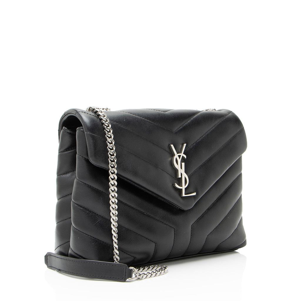 Saint Laurent Matelasse Calfskin Monogram LouLou Chain Small Crossbody