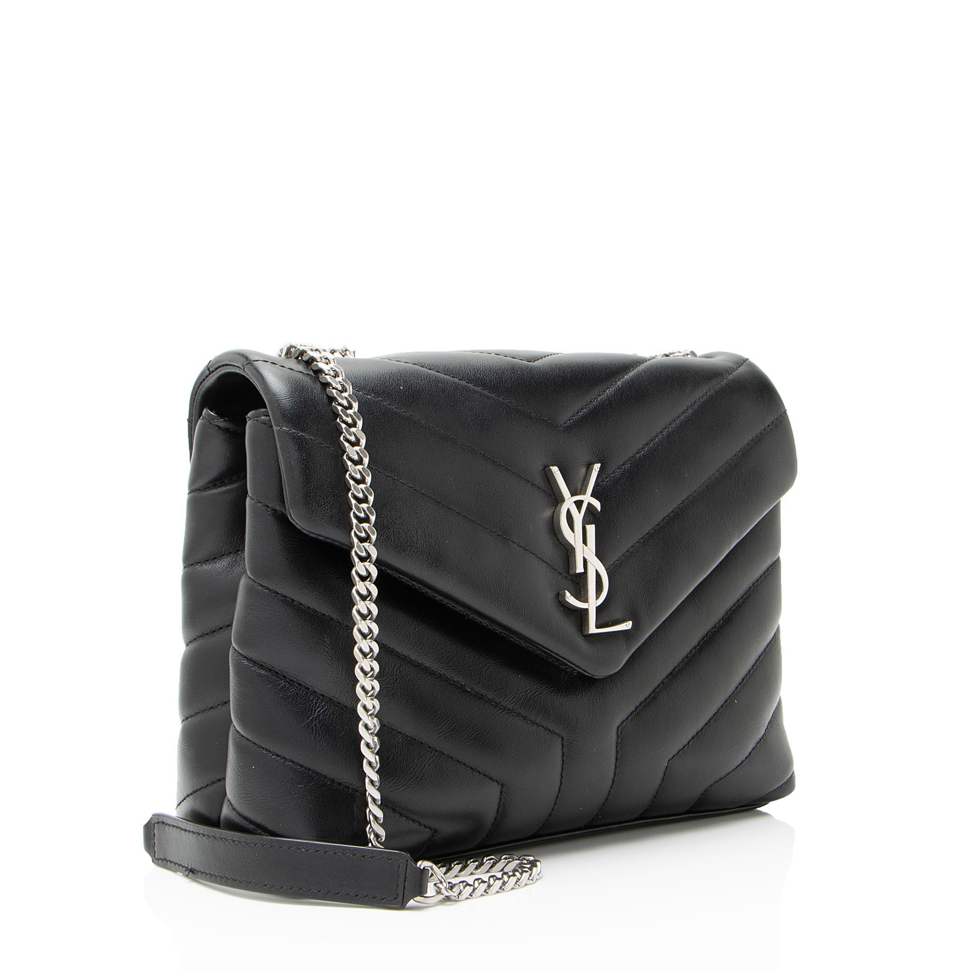 Saint Laurent Matelasse Calfskin Monogram LouLou Chain Small Crossbody