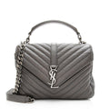 Saint Laurent Matelasse Calfskin Monogram Medium College Top Handle Bag (SHF-20220)