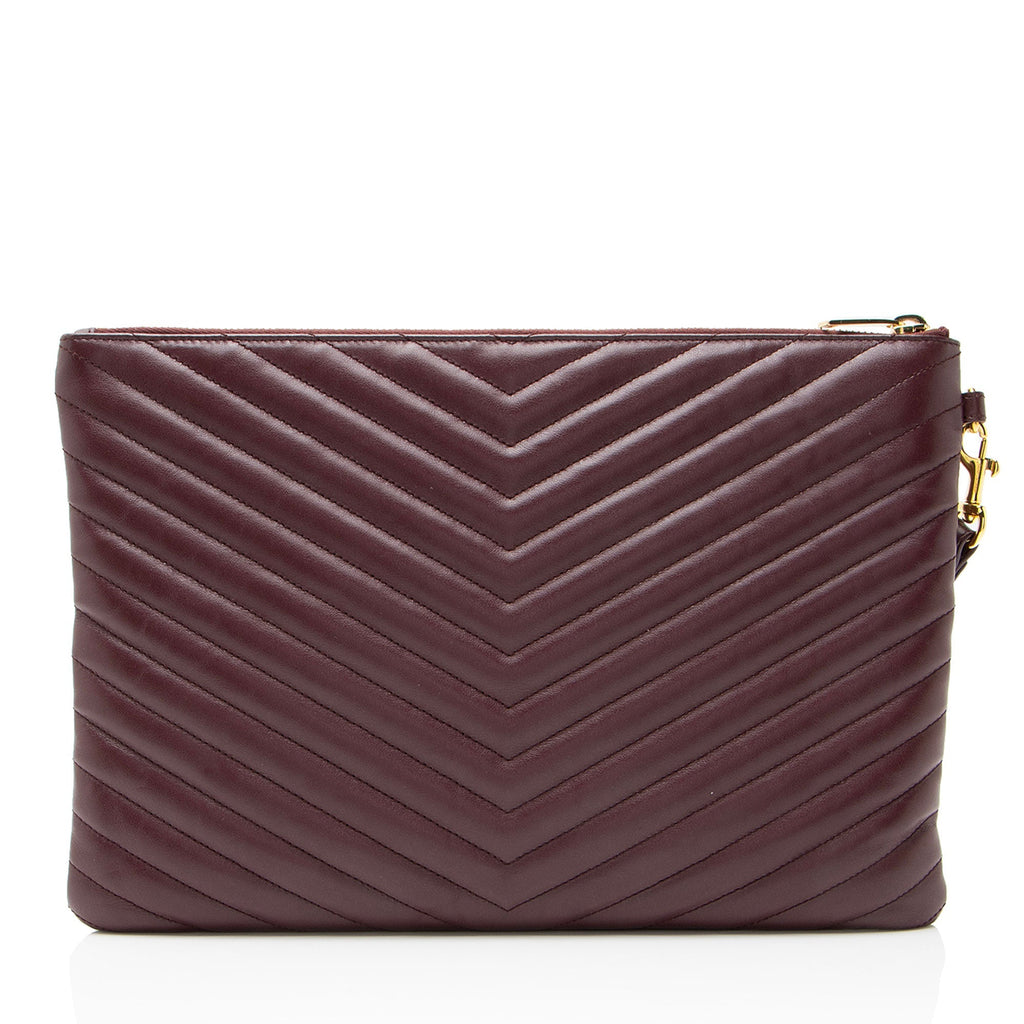 Saint Laurent Matelasse Calfskin Monogram Medium Wristlet