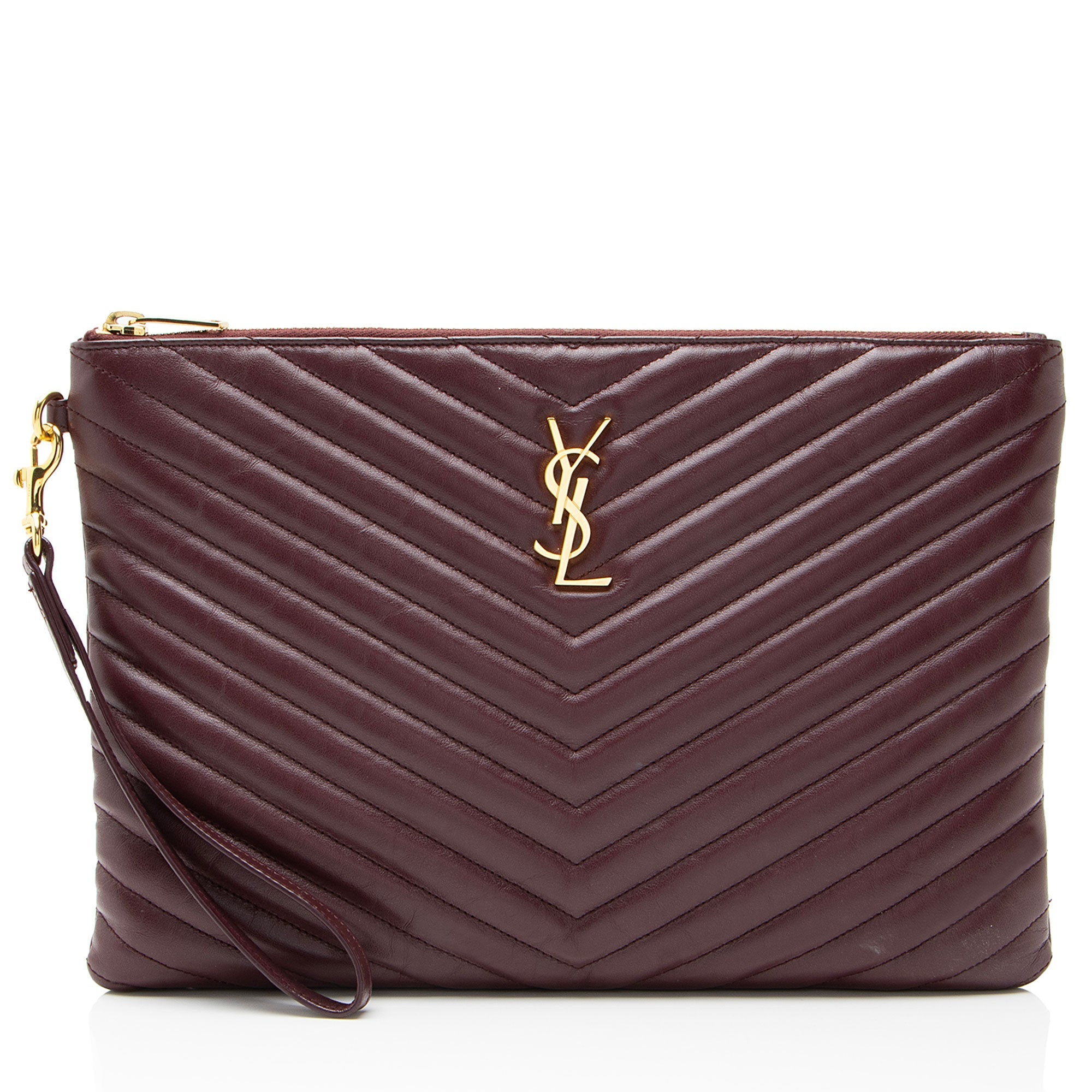 Saint Laurent Matelasse Calfskin Monogram Medium Wristlet