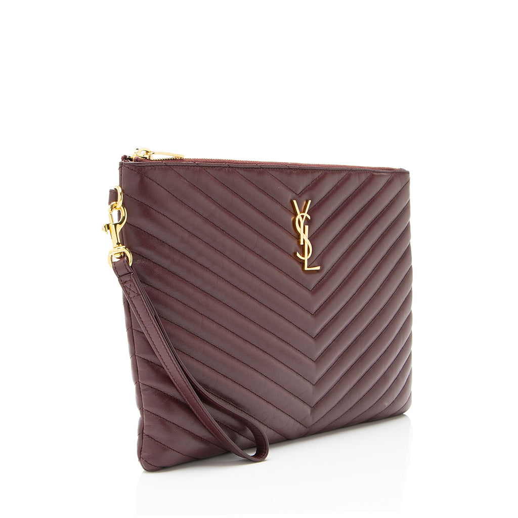 Saint Laurent Matelasse Calfskin Monogram Medium Wristlet