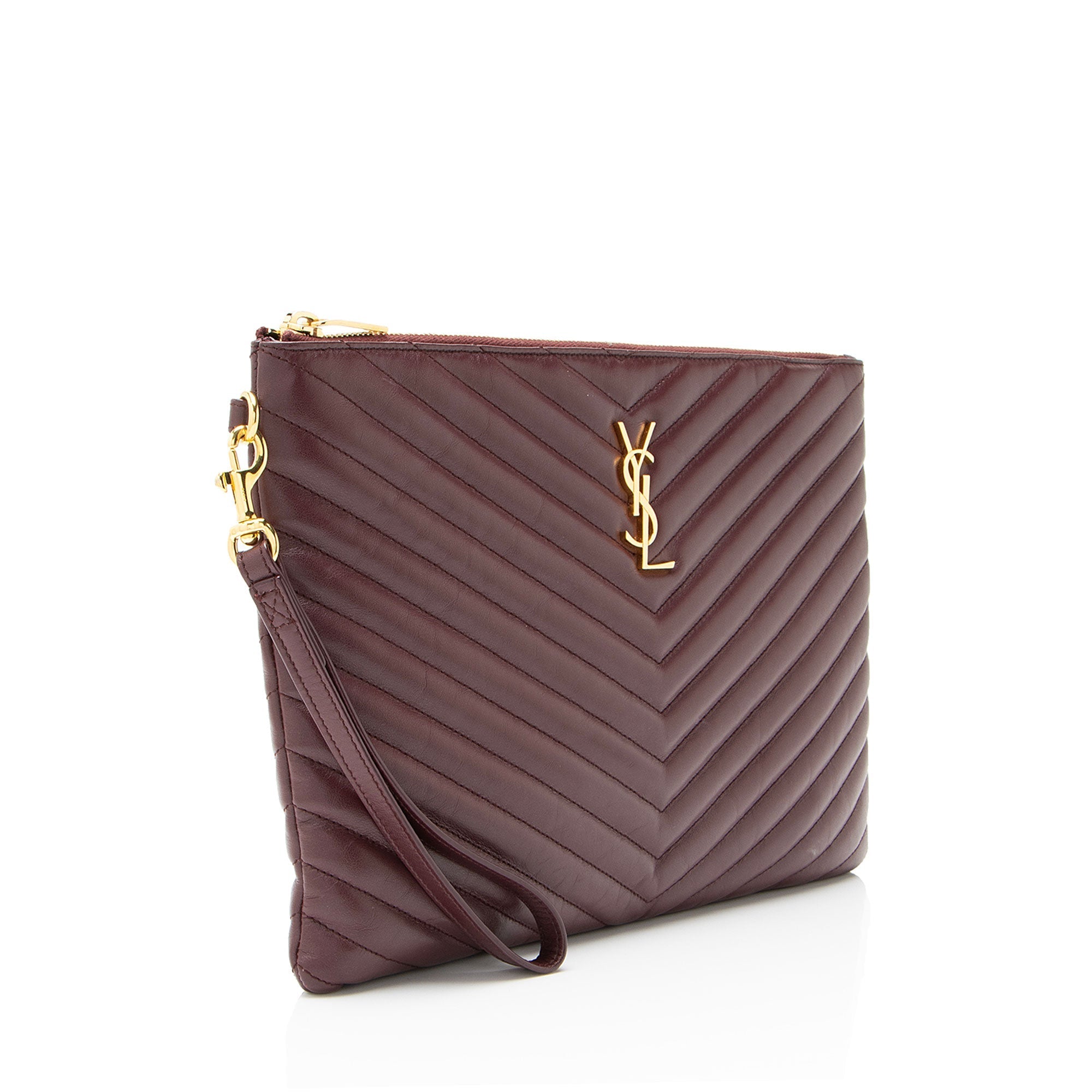 Saint Laurent Matelasse Calfskin Monogram Medium Wristlet