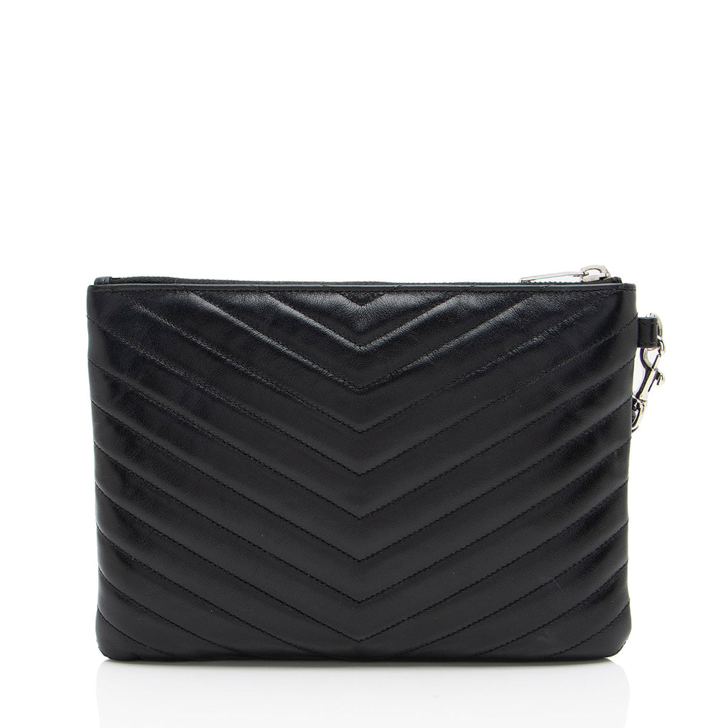 Saint Laurent Matelasse Calfskin Monogram Small Wristlet (SHF-6zoV5w)