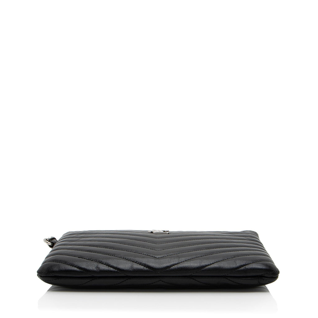 Saint Laurent Matelasse Calfskin Monogram Small Wristlet (SHF-6zoV5w)