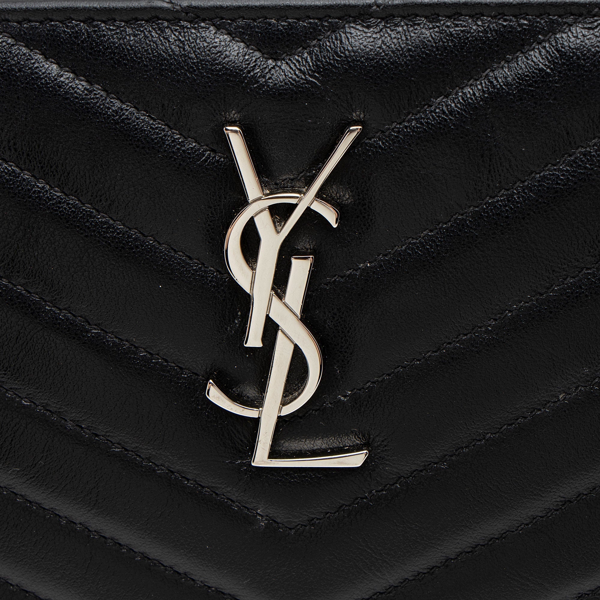Saint Laurent Matelasse Calfskin Monogram Small Wristlet (SHF-6zoV5w)