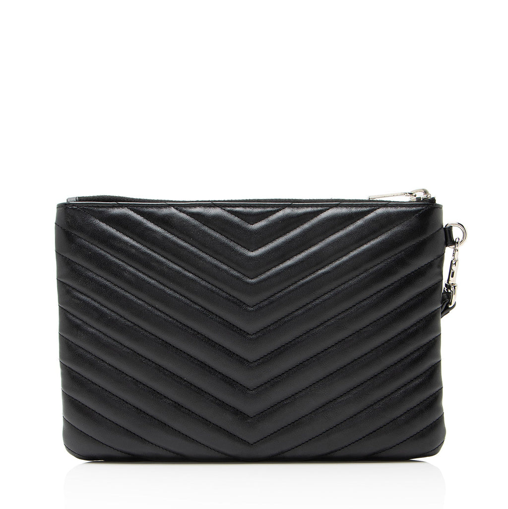 Saint Laurent Matelasse Calfskin Monogram Small Wristlet