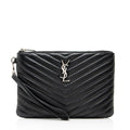 Saint Laurent Matelasse Calfskin Monogram Small Wristlet