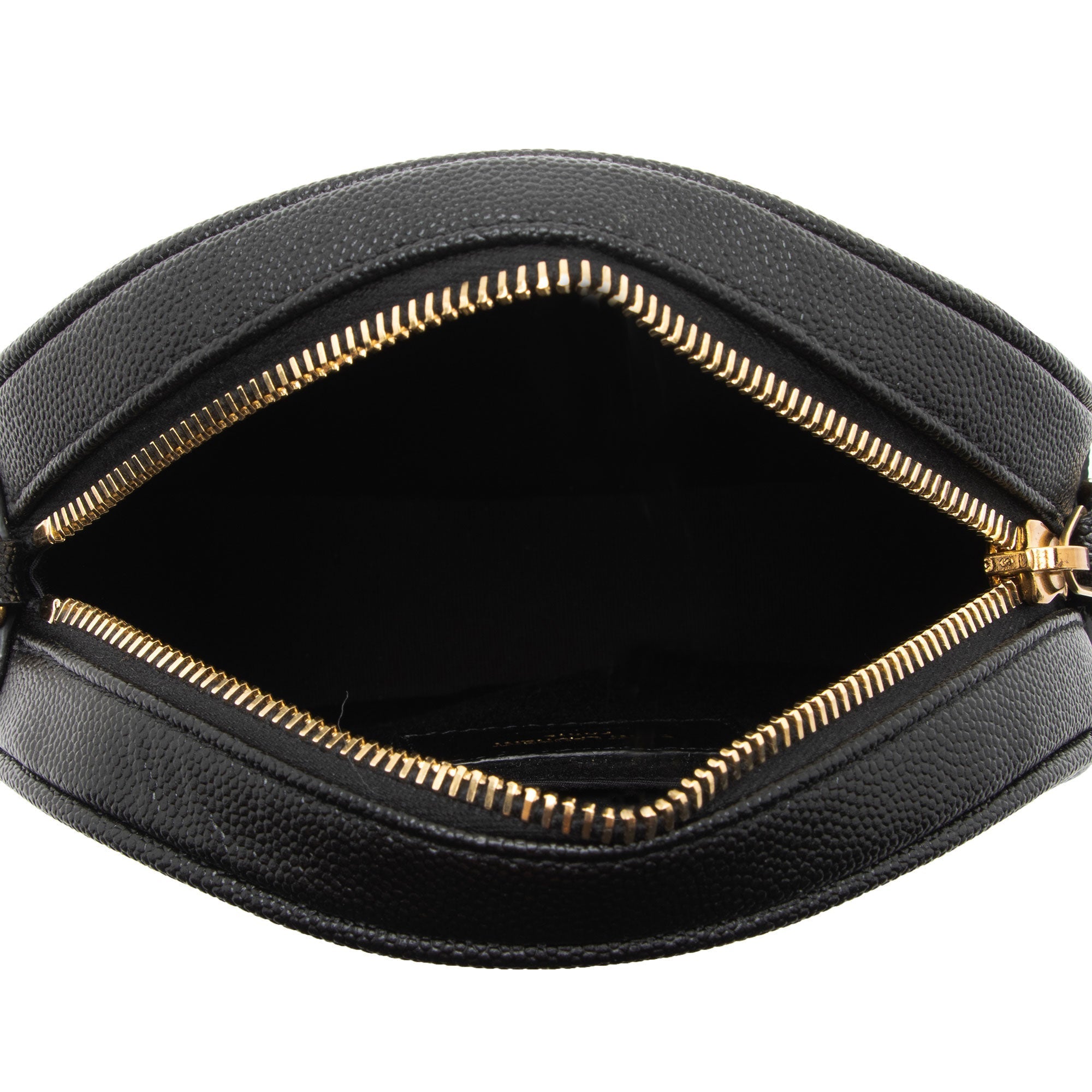 Saint Laurent Matelasse Calfskin Monogram Vinyle Round Camera Bag (SHF-uS4MX2)