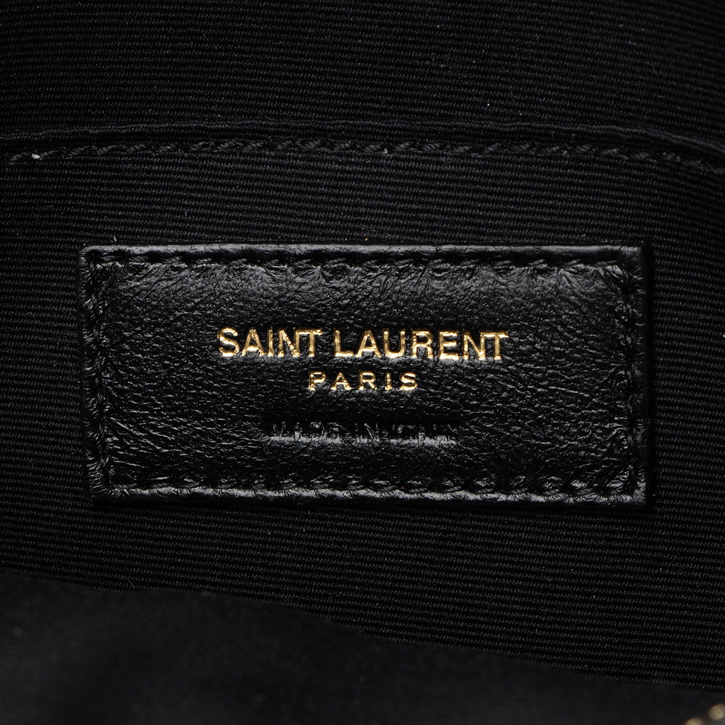 Saint Laurent Matelasse Calfskin Monogram Vinyle Round Camera Bag (SHF-uS4MX2)