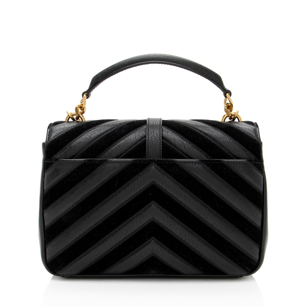 Saint Laurent Matelasse Calfskin Suede Monogram College Medium Shoulder Bag