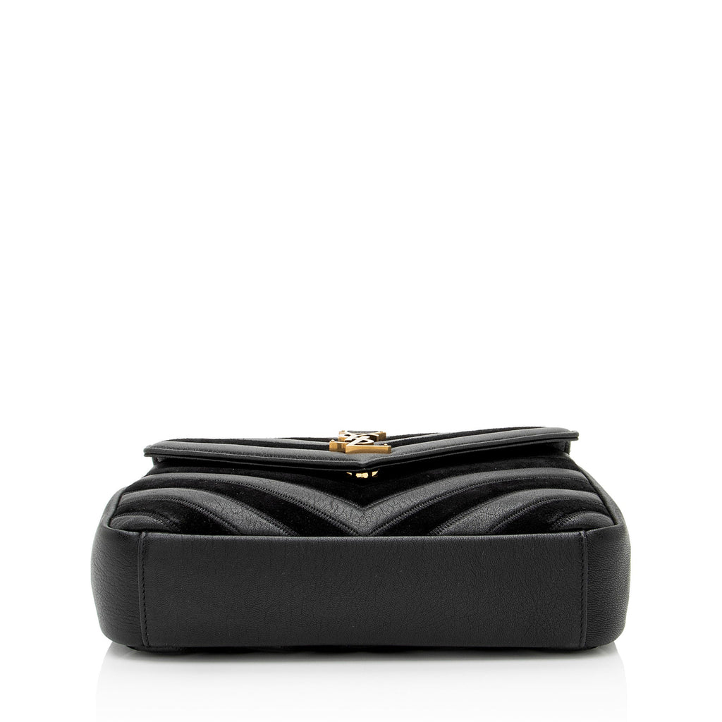 Saint Laurent Matelasse Calfskin Suede Monogram College Medium Shoulder Bag