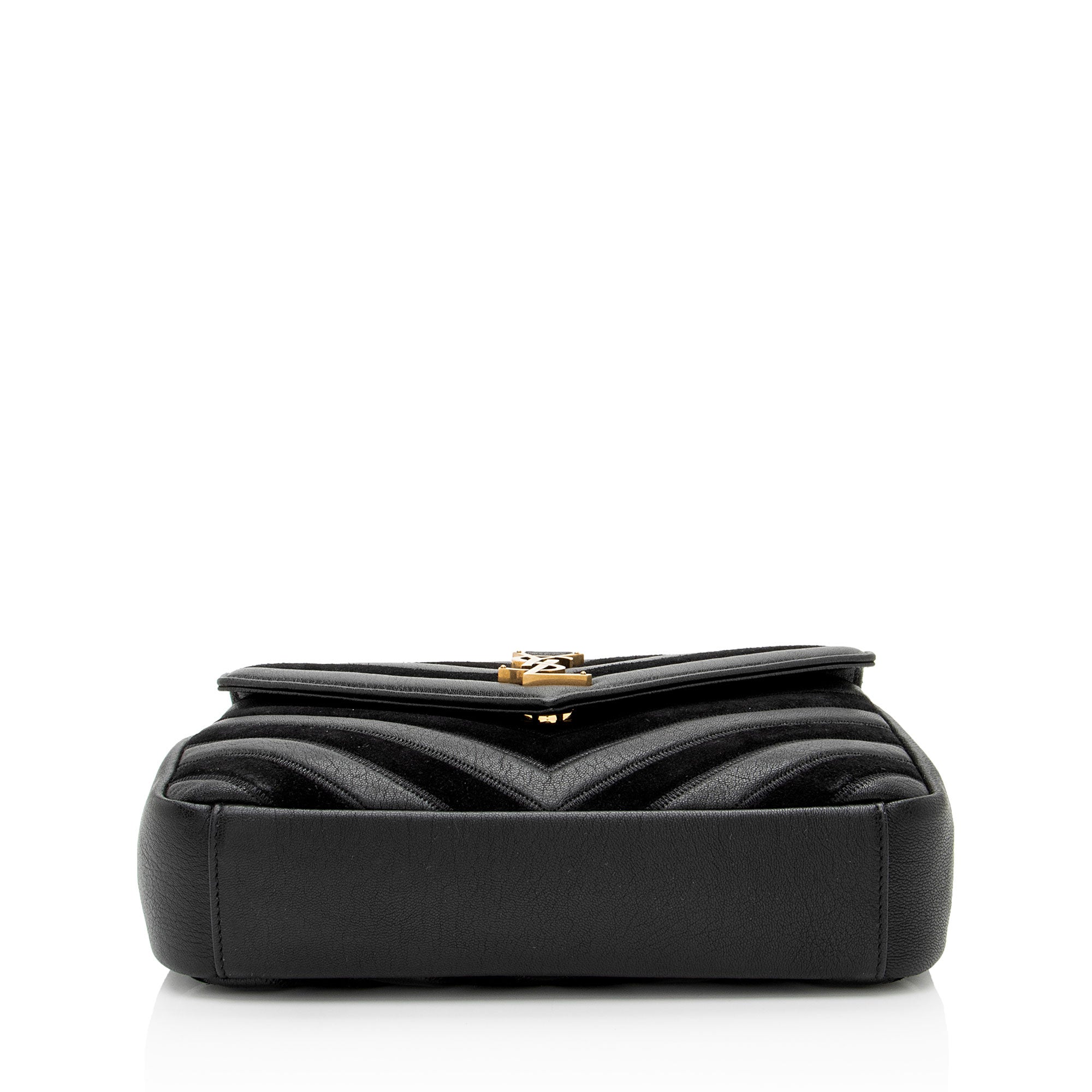 Saint Laurent Matelasse Calfskin Suede Monogram College Medium Shoulder Bag