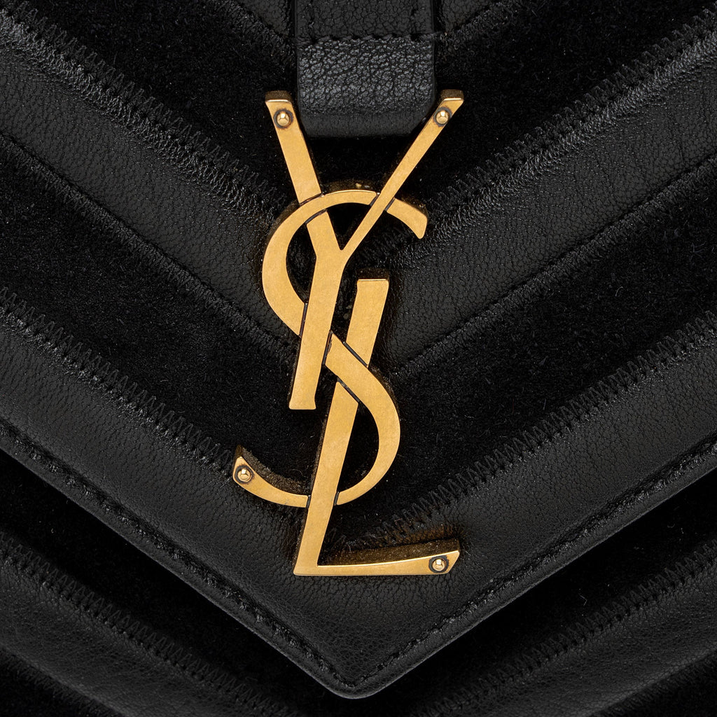 Saint Laurent Matelasse Calfskin Suede Monogram College Medium Shoulder Bag