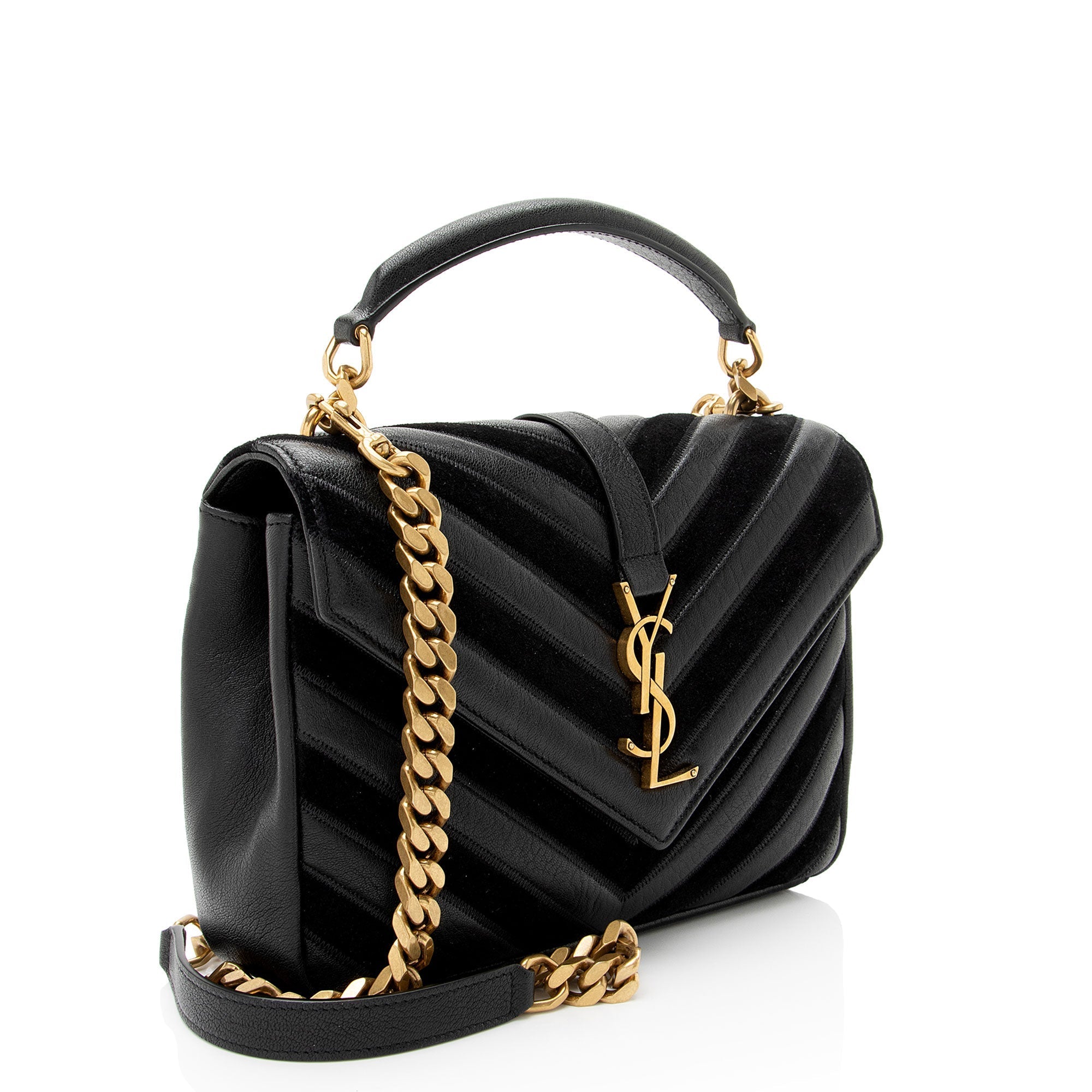 Saint Laurent Matelasse Calfskin Suede Monogram College Medium Shoulder Bag