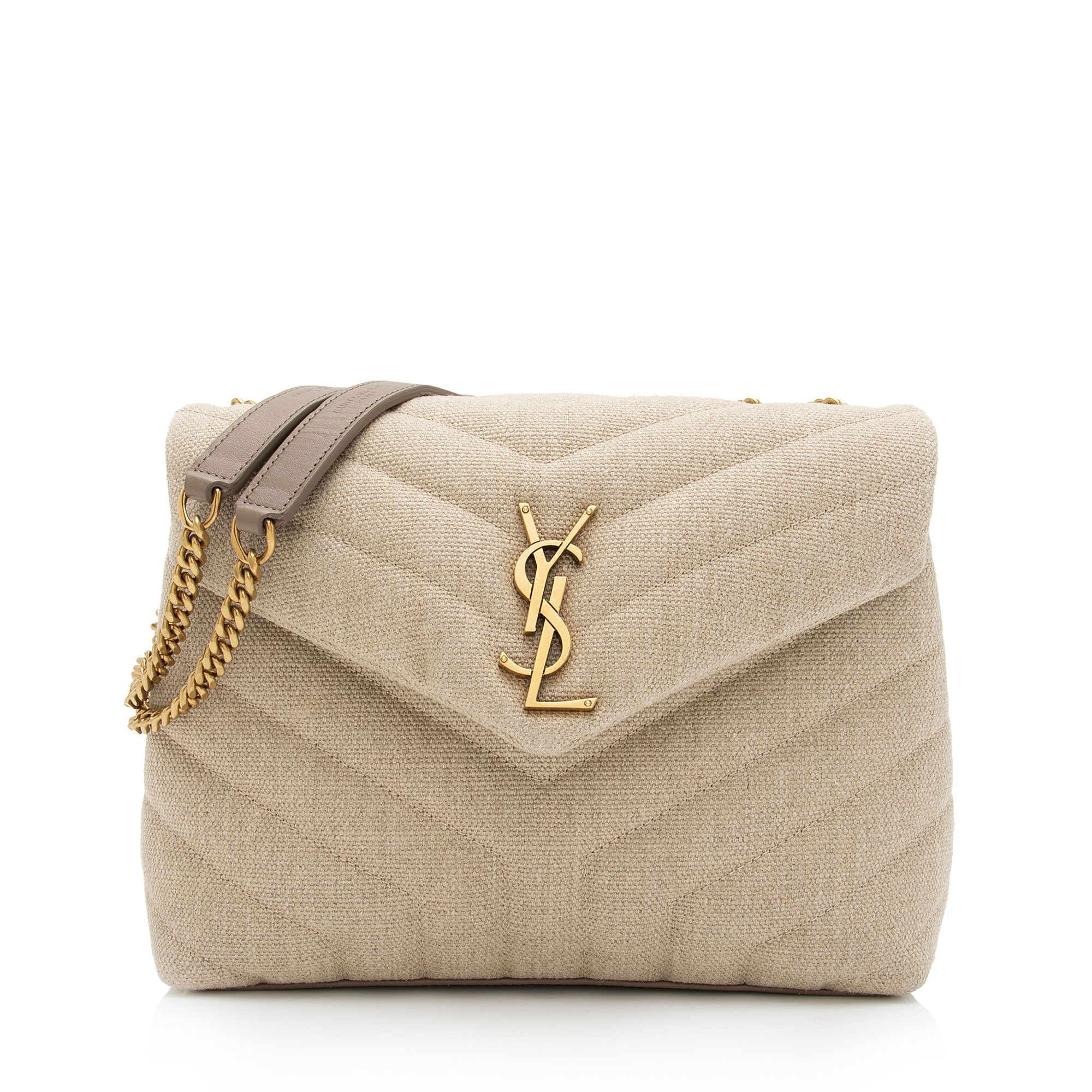 Saint Laurent Matelasse Canvas Monogram LouLou Chain Small Crossbody Bag (SHF-S2G13U)