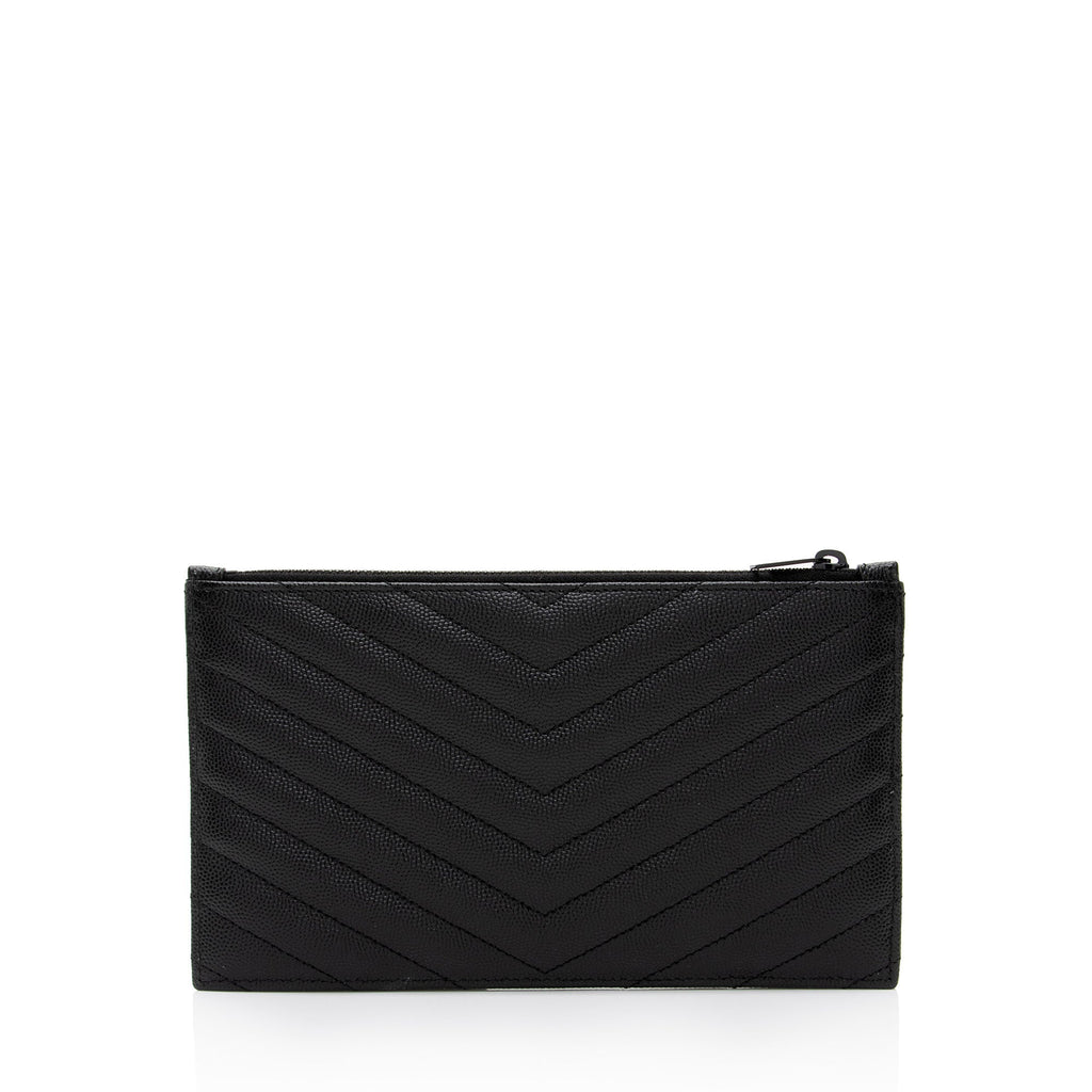 Saint Laurent Matelasse Grain de Poudre Monogram Bill Pouch (SHF-sKwgXB)