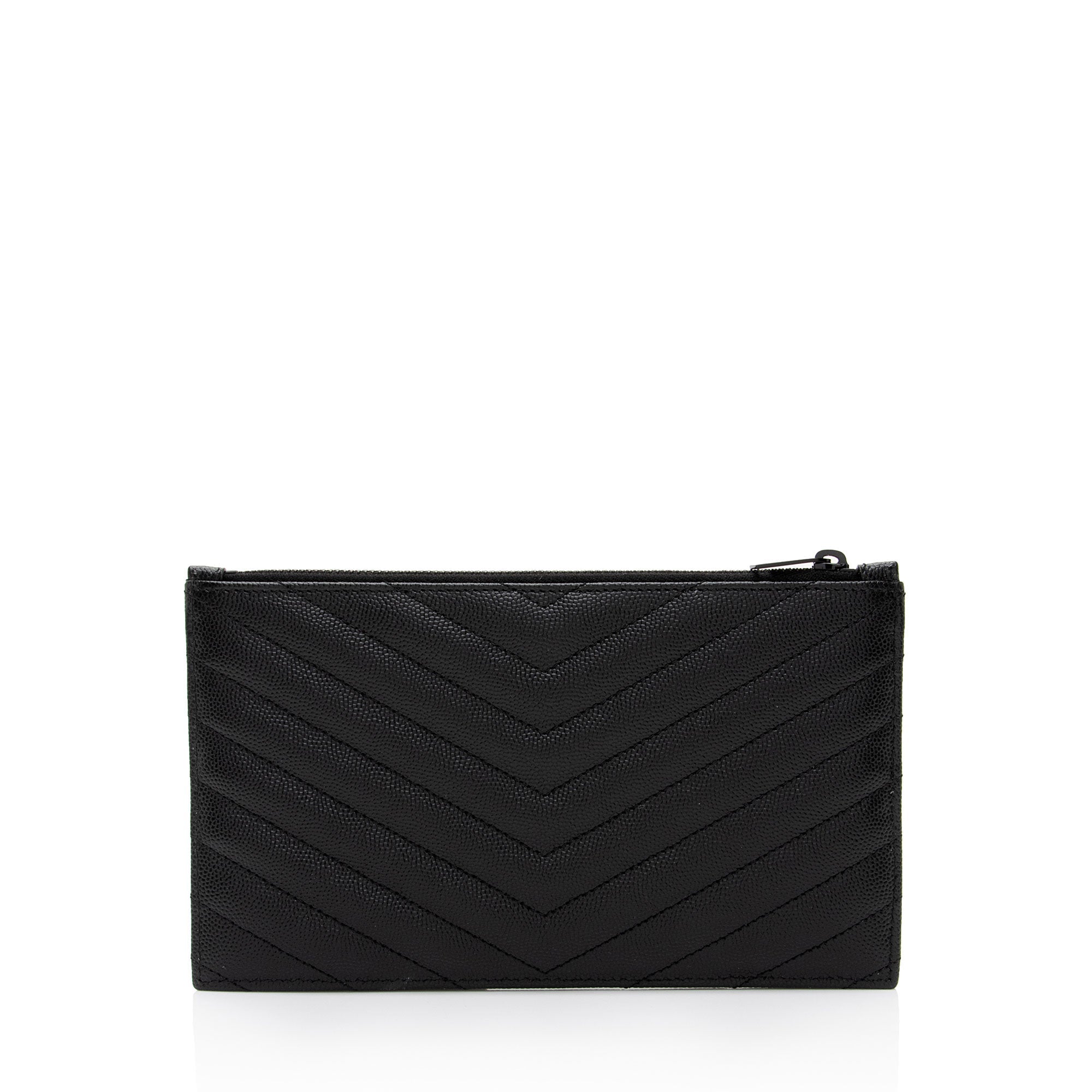 Saint Laurent Matelasse Grain de Poudre Monogram Bill Pouch (SHF-sKwgXB)