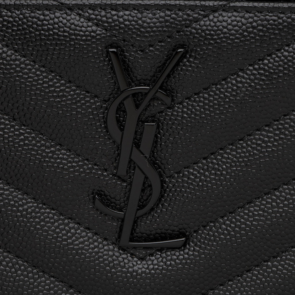 Saint Laurent Matelasse Grain de Poudre Monogram Bill Pouch (SHF-sKwgXB)