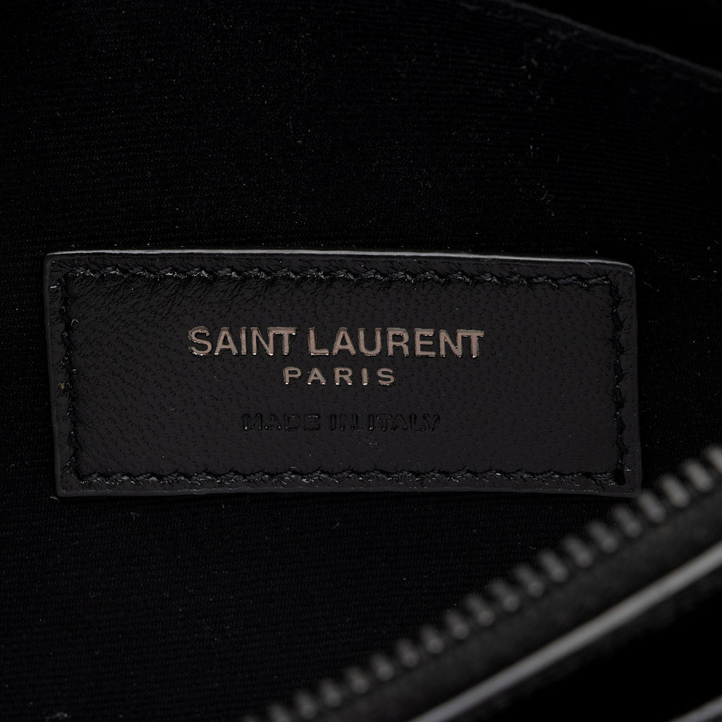 Saint Laurent Matelasse Grain de Poudre Monogram Bill Pouch (SHF-sKwgXB)