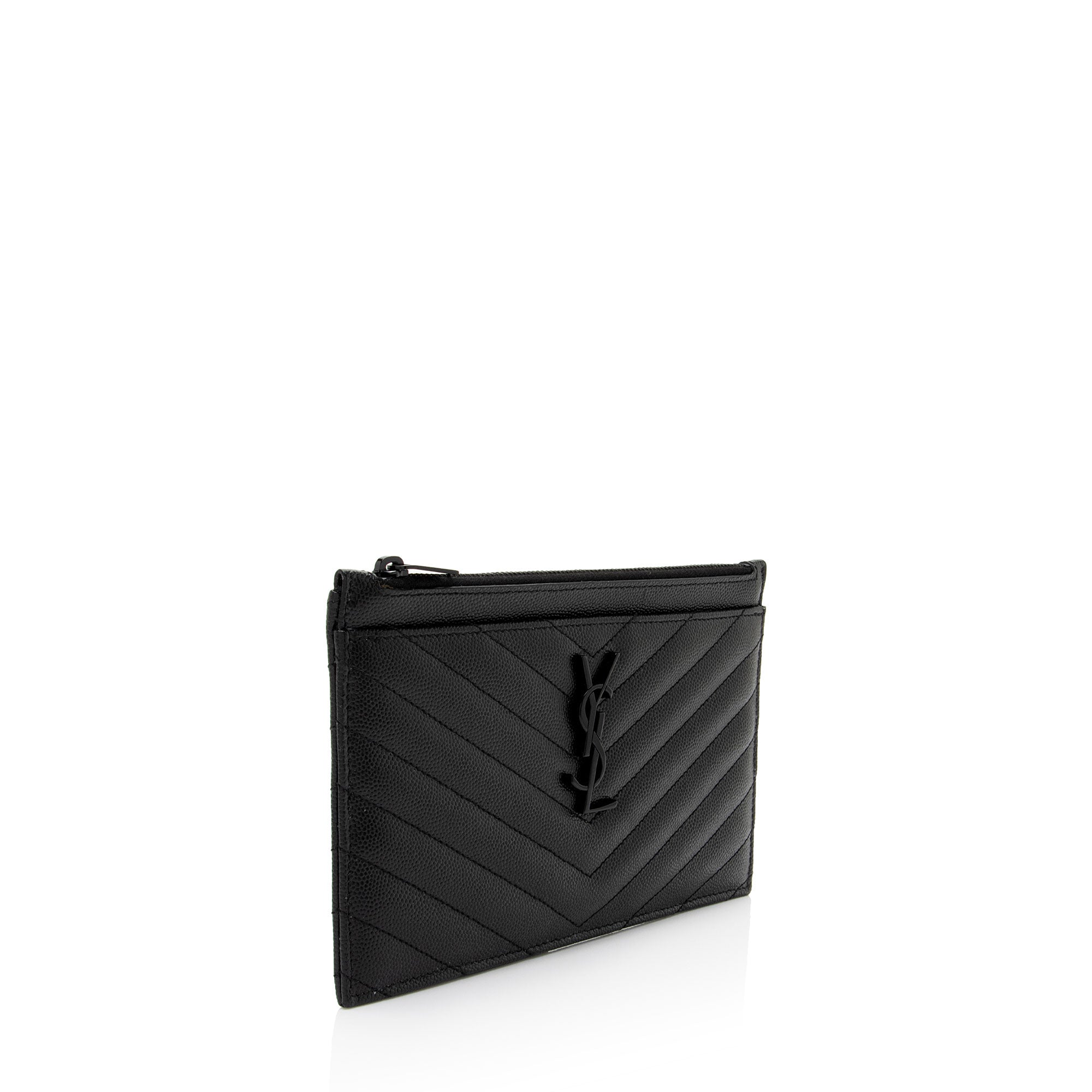 Saint Laurent Matelasse Grain de Poudre Monogram Bill Pouch (SHF-sKwgXB)