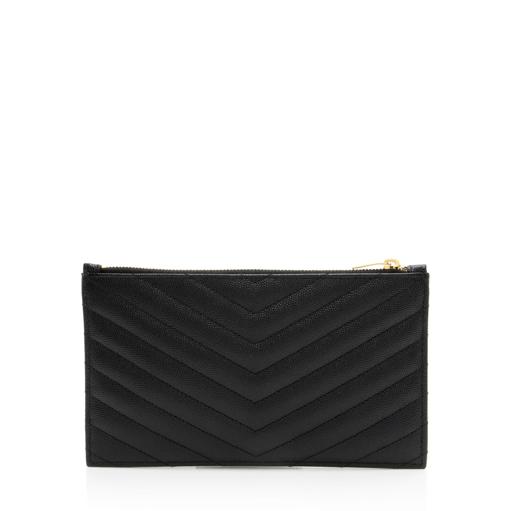 Saint Laurent Matelasse Grain de Poudre Monogram Bill Pouch (SHF-mP6iOM)