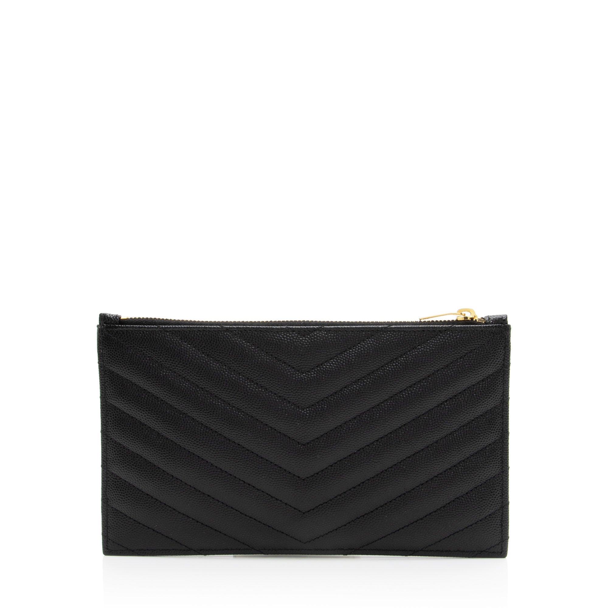 Saint Laurent Matelasse Grain de Poudre Monogram Bill Pouch (SHF-mP6iOM)