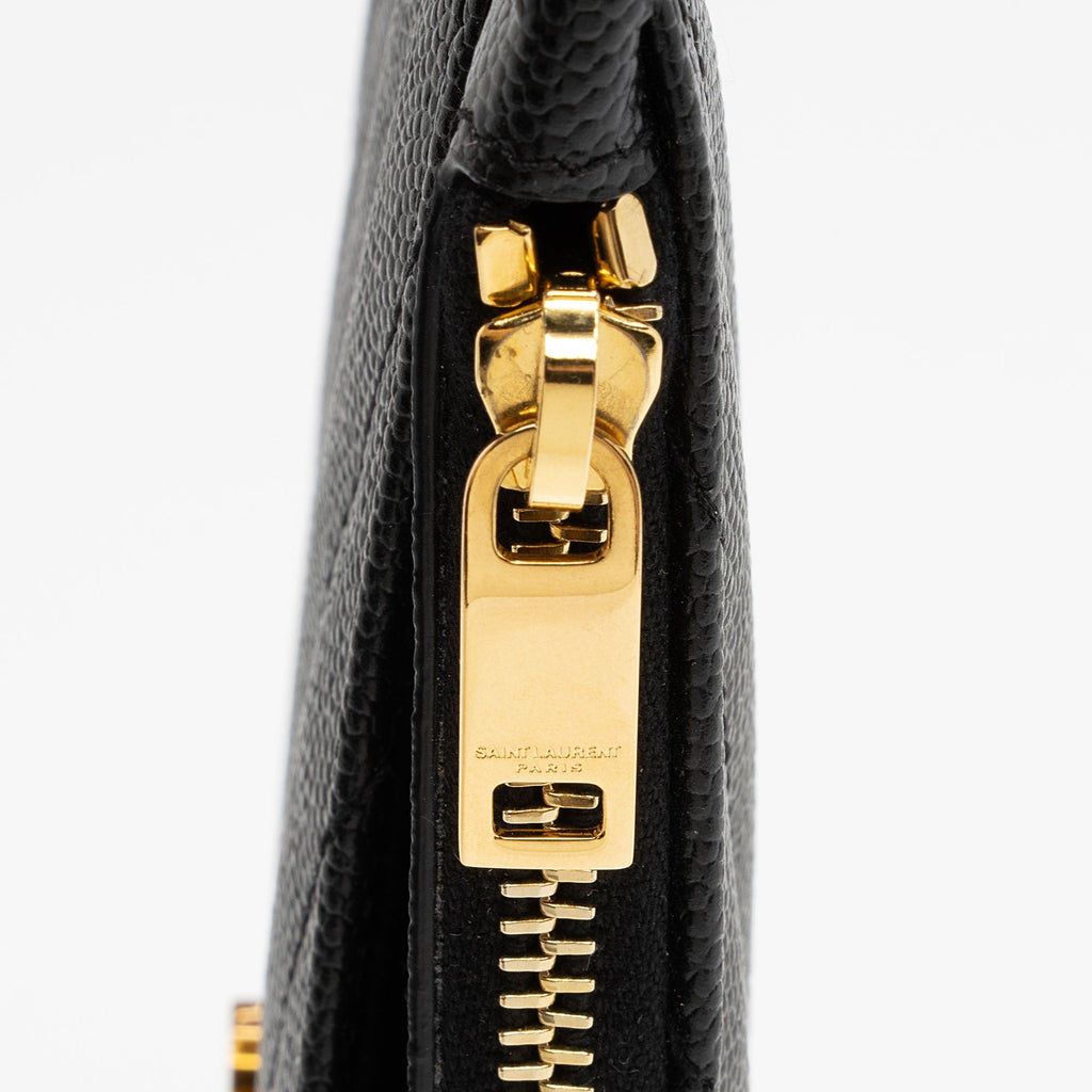 Saint Laurent Matelasse Grain de Poudre Monogram Bill Pouch (SHF-mP6iOM)