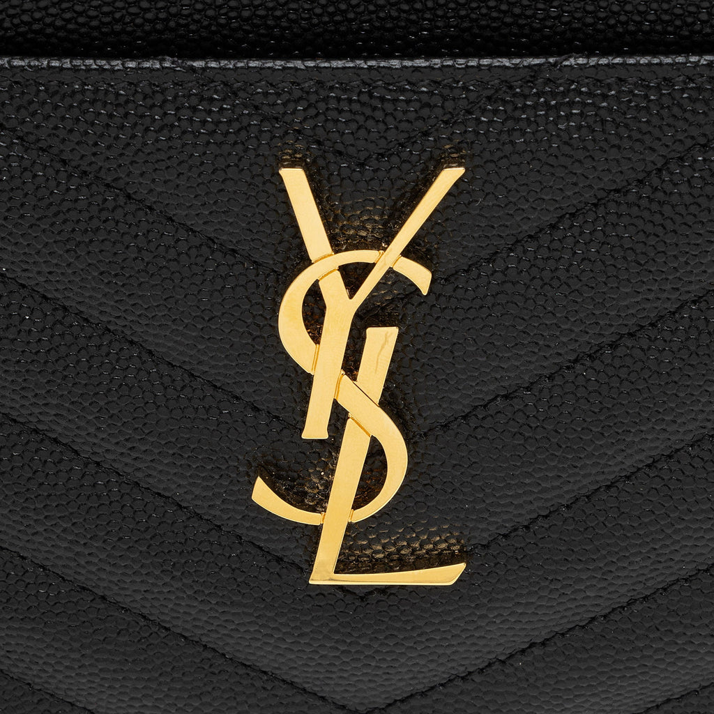 Saint Laurent Matelasse Grain de Poudre Monogram Bill Pouch (SHF-mP6iOM)