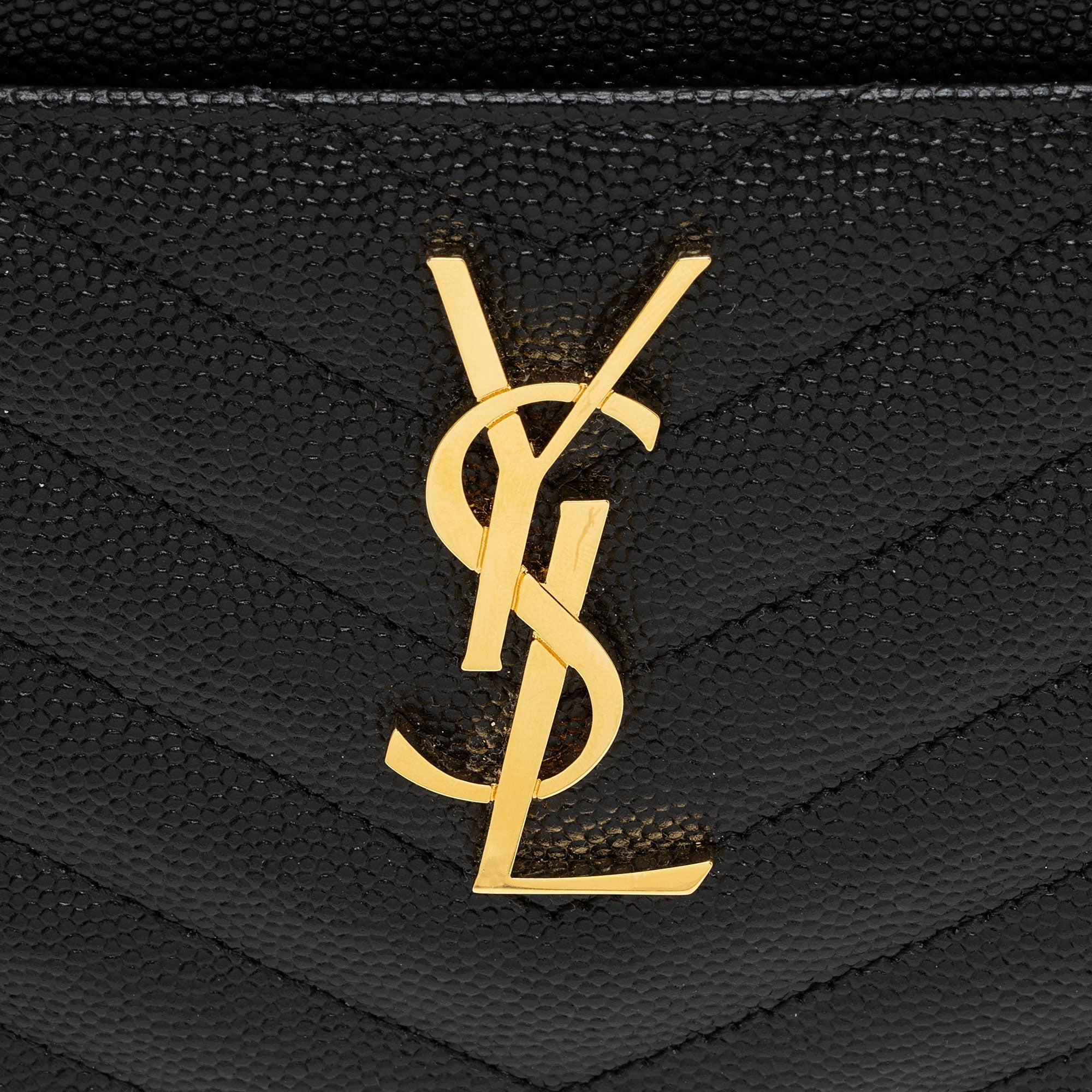 Saint Laurent Matelasse Grain de Poudre Monogram Bill Pouch (SHF-mP6iOM)