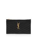 Saint Laurent Matelasse Grain de Poudre Monogram Bill Pouch (SHF-mP6iOM)