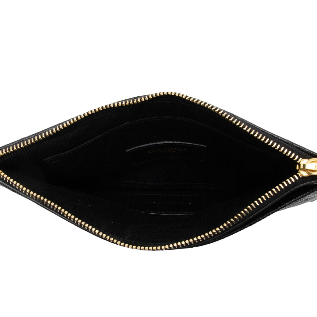 Saint Laurent Matelasse Grain de Poudre Monogram Bill Pouch (SHF-mP6iOM)