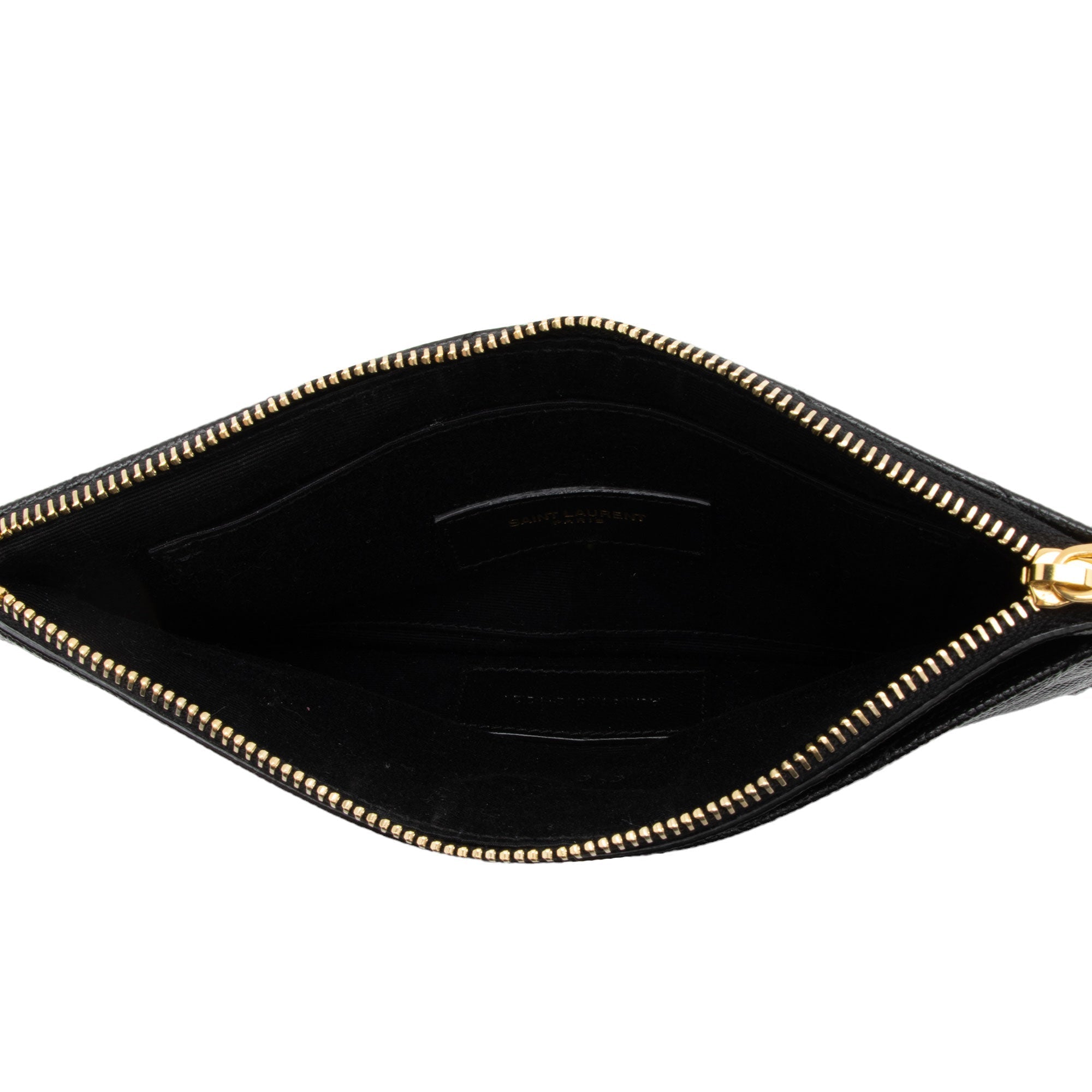 Saint Laurent Matelasse Grain de Poudre Monogram Bill Pouch (SHF-mP6iOM)