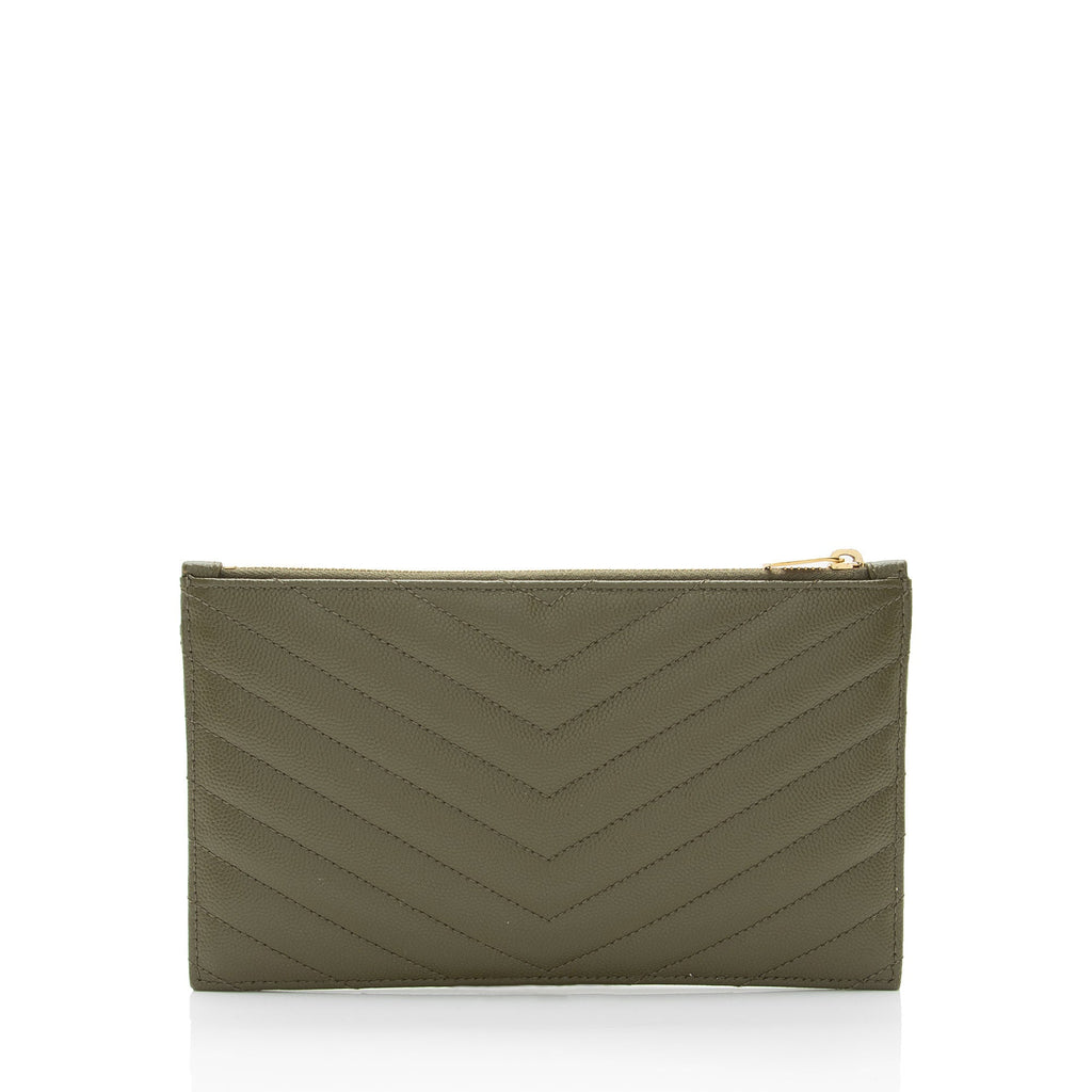 Saint Laurent Matelasse Grain de Poudre Monogram Bill Pouch