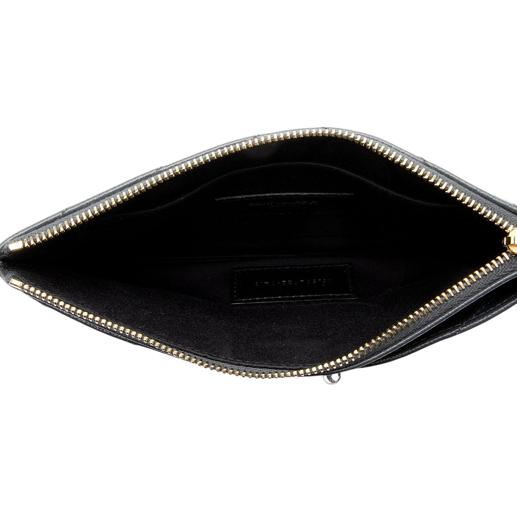 Saint Laurent Matelasse Grain de Poudre Monogram Bill Pouch