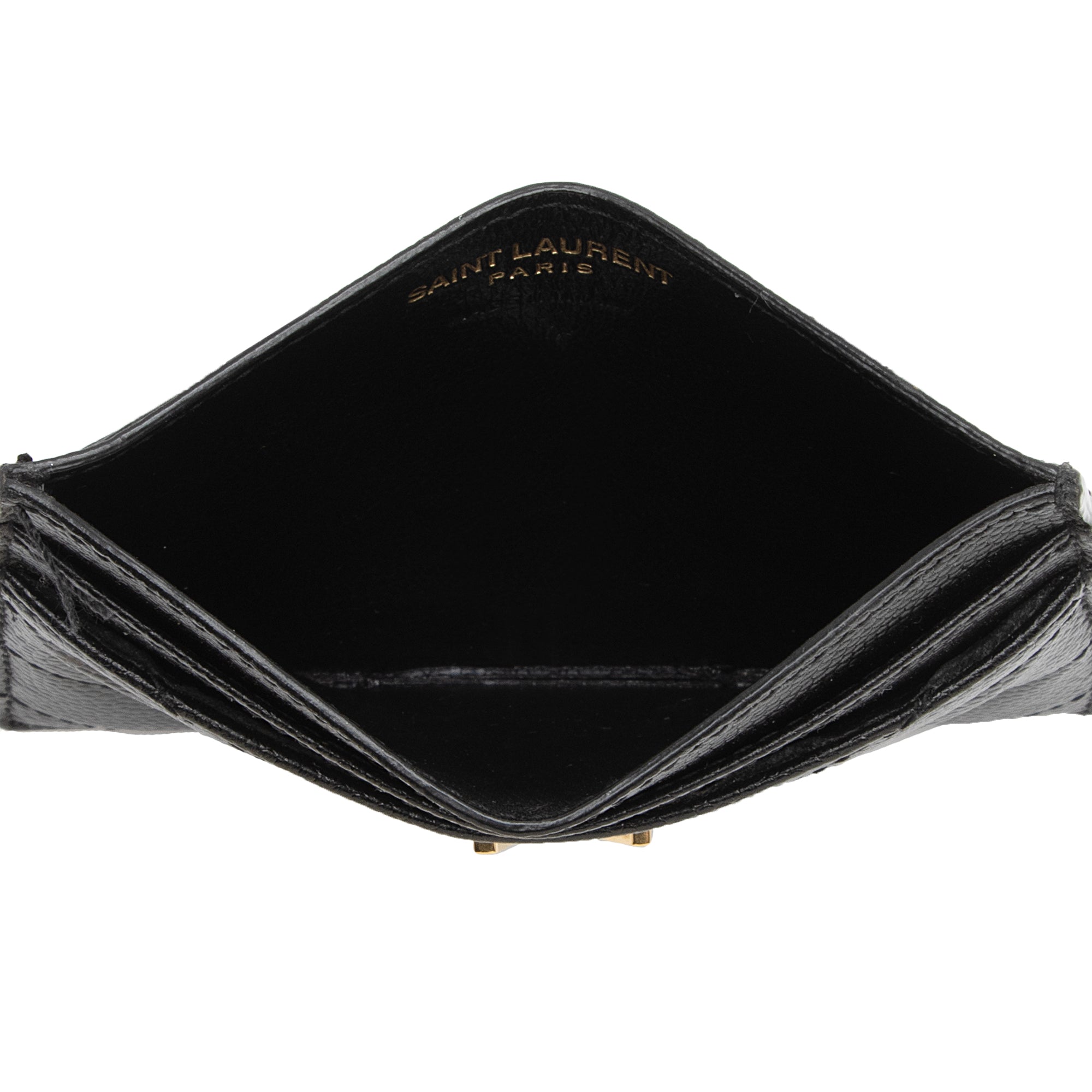 Saint Laurent Matelasse Grain de Poudre Monogram Card Case (SHF-C66DmI)