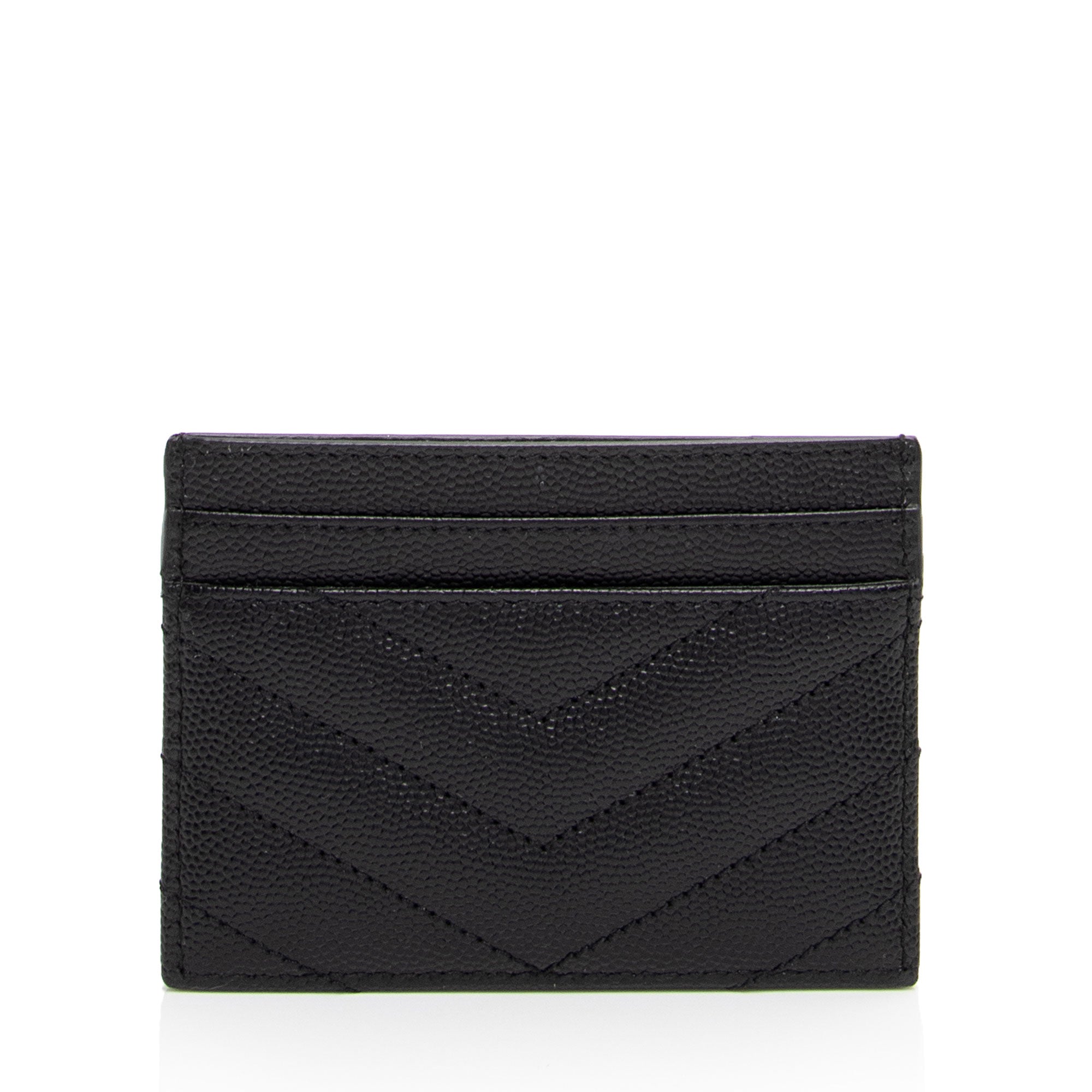 Saint Laurent Matelasse Grain de Poudre Monogram Card Case (SHF-f11Wsk)