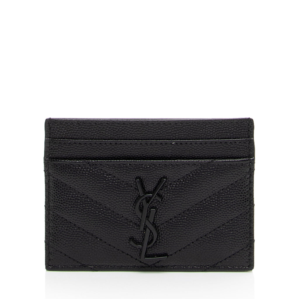 Saint Laurent Matelasse Grain de Poudre Monogram Card Case (SHF-f11Wsk)