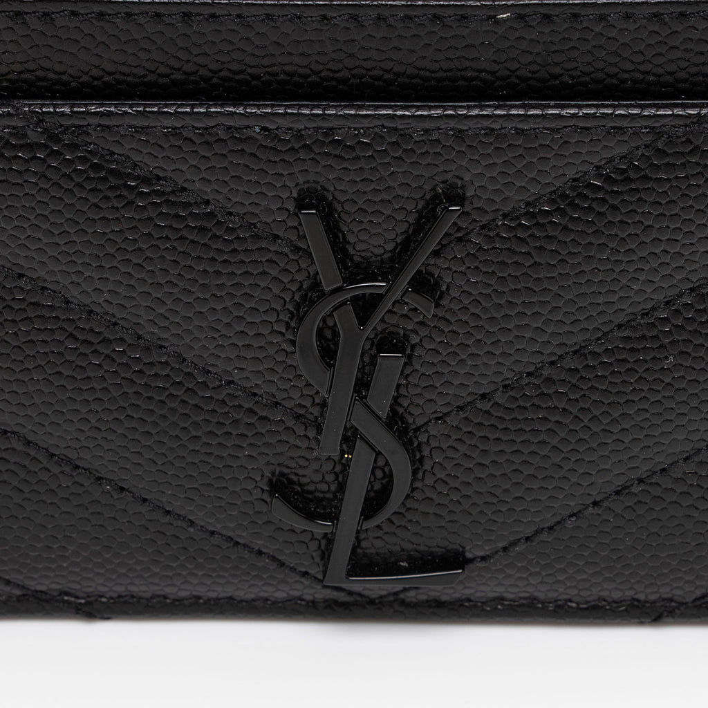 Saint Laurent Matelasse Grain de Poudre Monogram Card Case (SHF-f11Wsk)