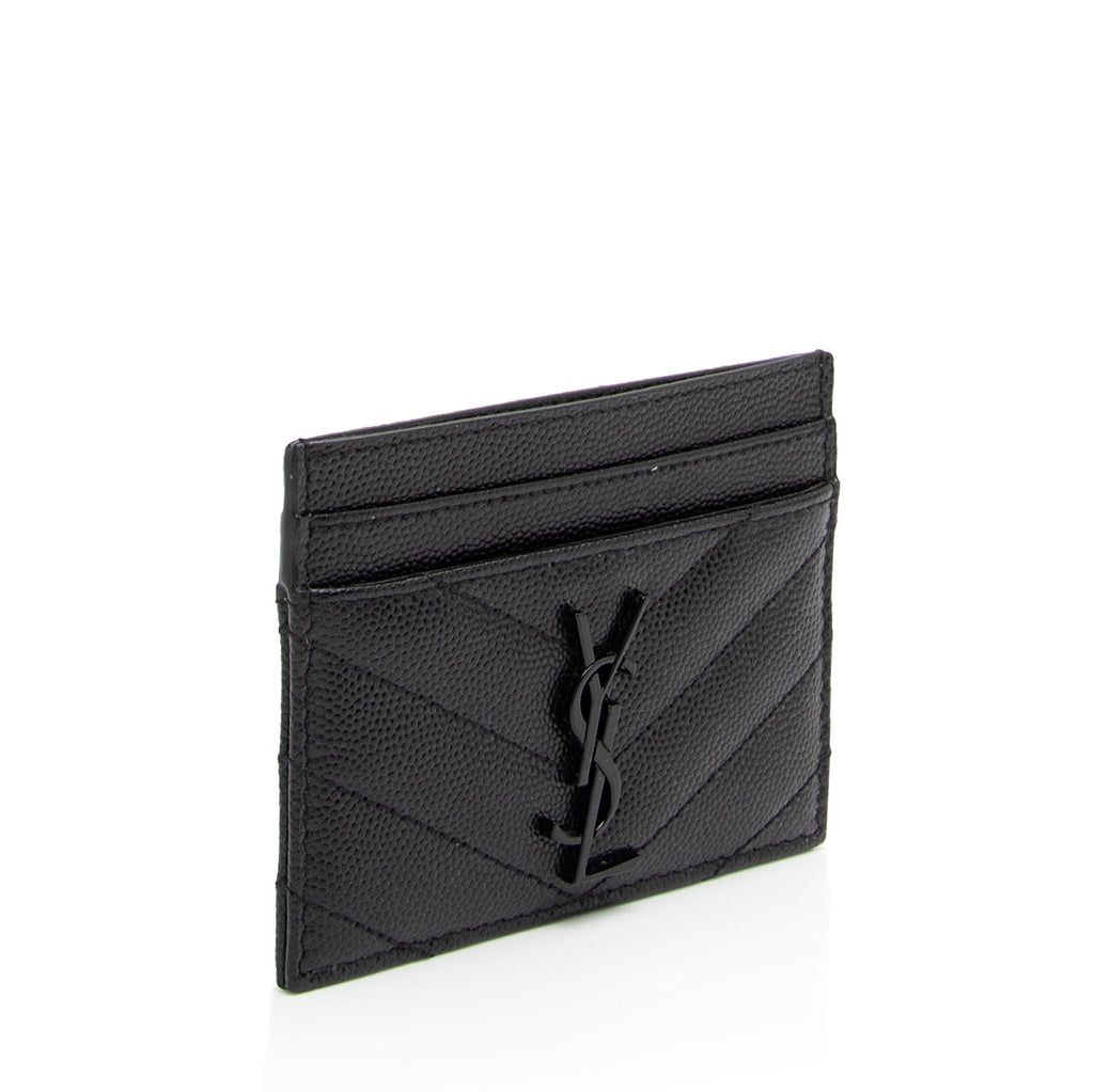Saint Laurent Matelasse Grain de Poudre Monogram Card Case (SHF-f11Wsk)