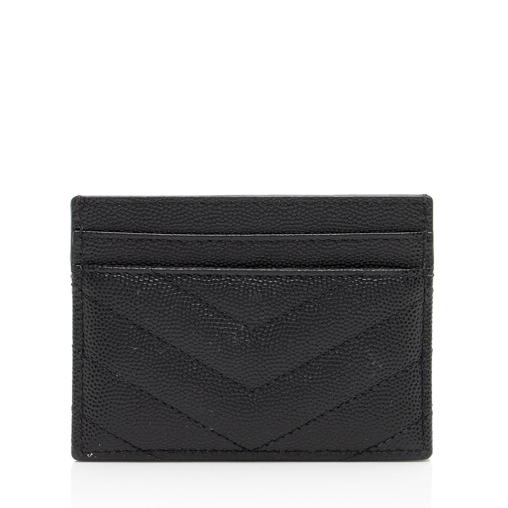 Saint Laurent Matelasse Grain de Poudre Monogram Card Case (SHF-Kamwcq)