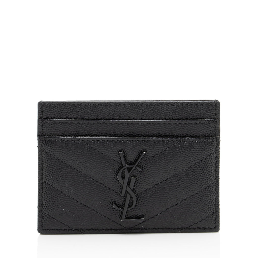 Saint Laurent Matelasse Grain de Poudre Monogram Card Case (SHF-Kamwcq)