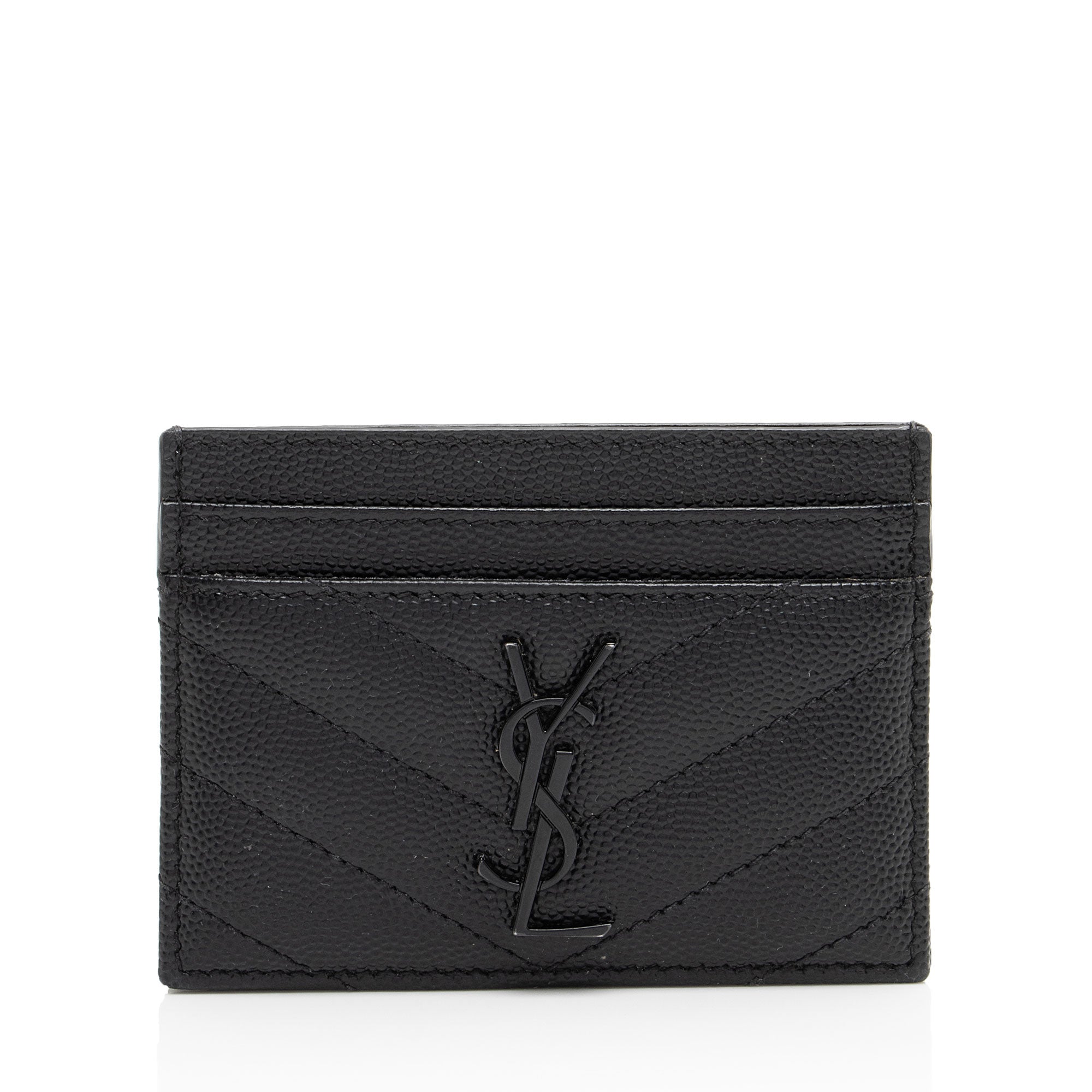 Saint Laurent Matelasse Grain de Poudre Monogram Card Case (SHF-Kamwcq)