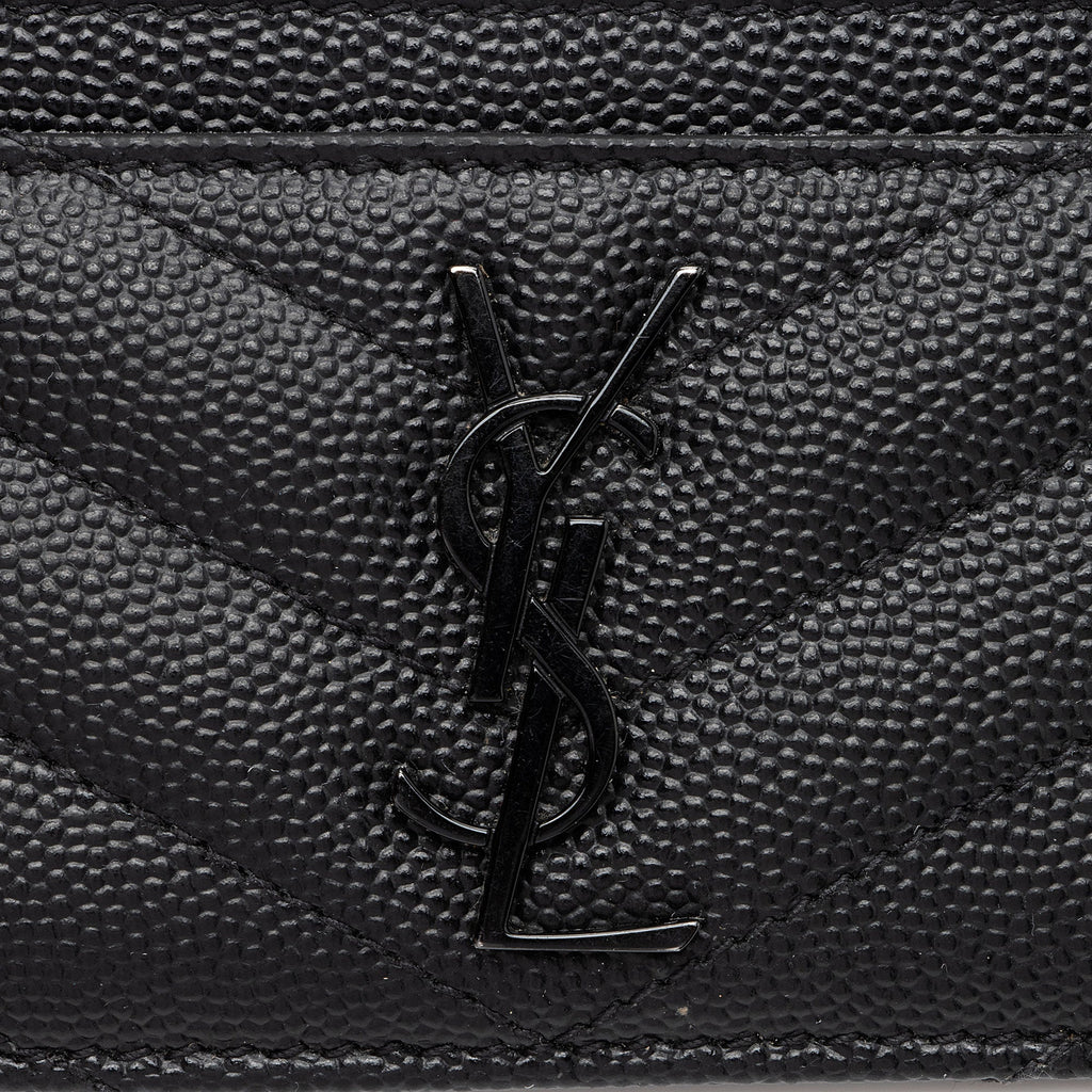 Saint Laurent Matelasse Grain de Poudre Monogram Card Case (SHF-Kamwcq)