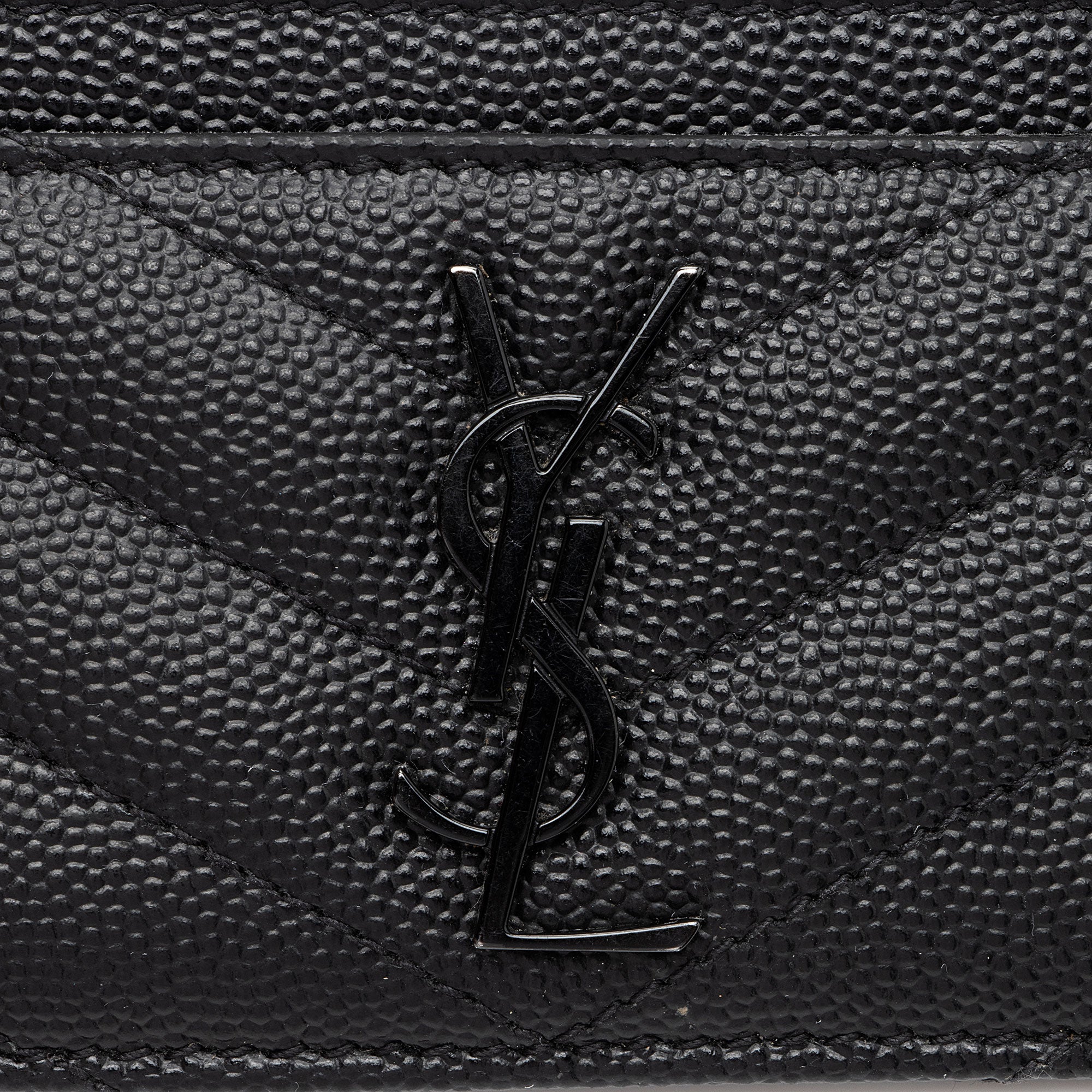 Saint Laurent Matelasse Grain de Poudre Monogram Card Case (SHF-Kamwcq)