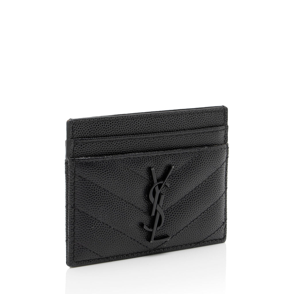 Saint Laurent Matelasse Grain de Poudre Monogram Card Case (SHF-Kamwcq)