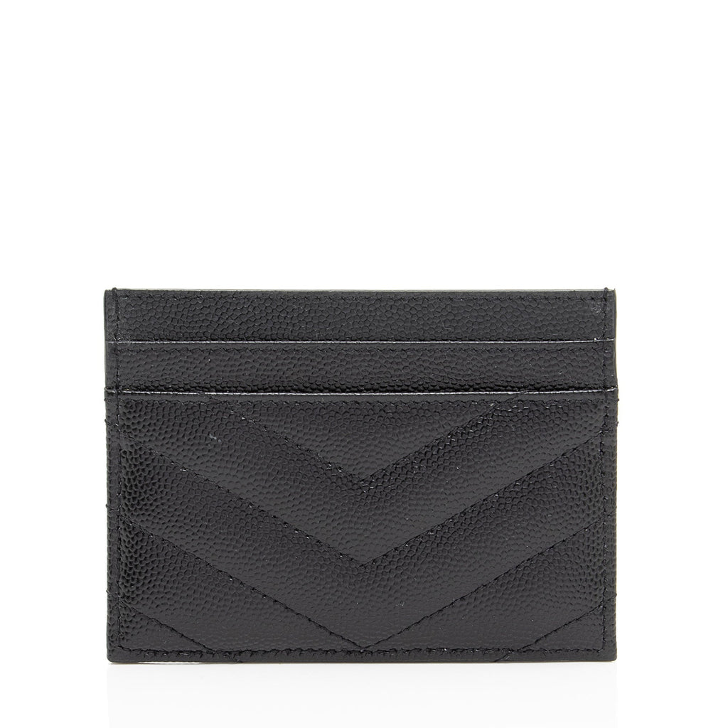 Saint Laurent Matelasse Grain de Poudre Monogram Card Case (SHF-FUtuBp)