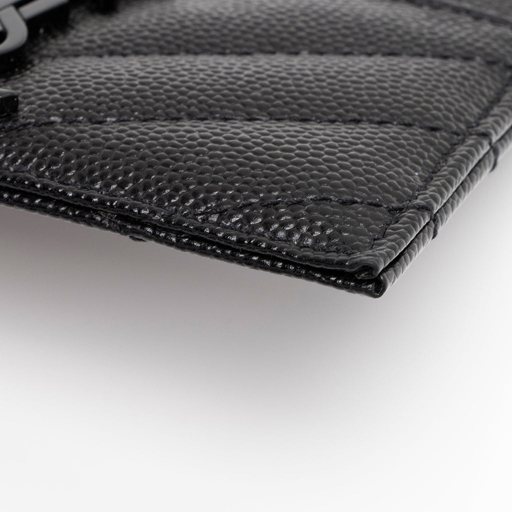 Saint Laurent Matelasse Grain de Poudre Monogram Card Case (SHF-FUtuBp)